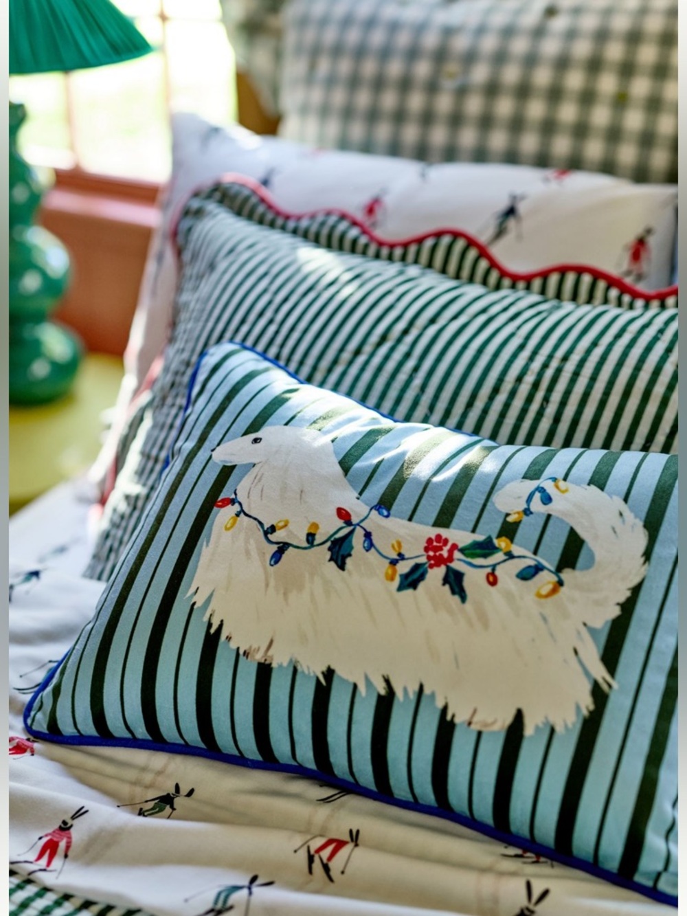 Anthropologie Kitschy Corgi Velvet Printed Throw Pillow